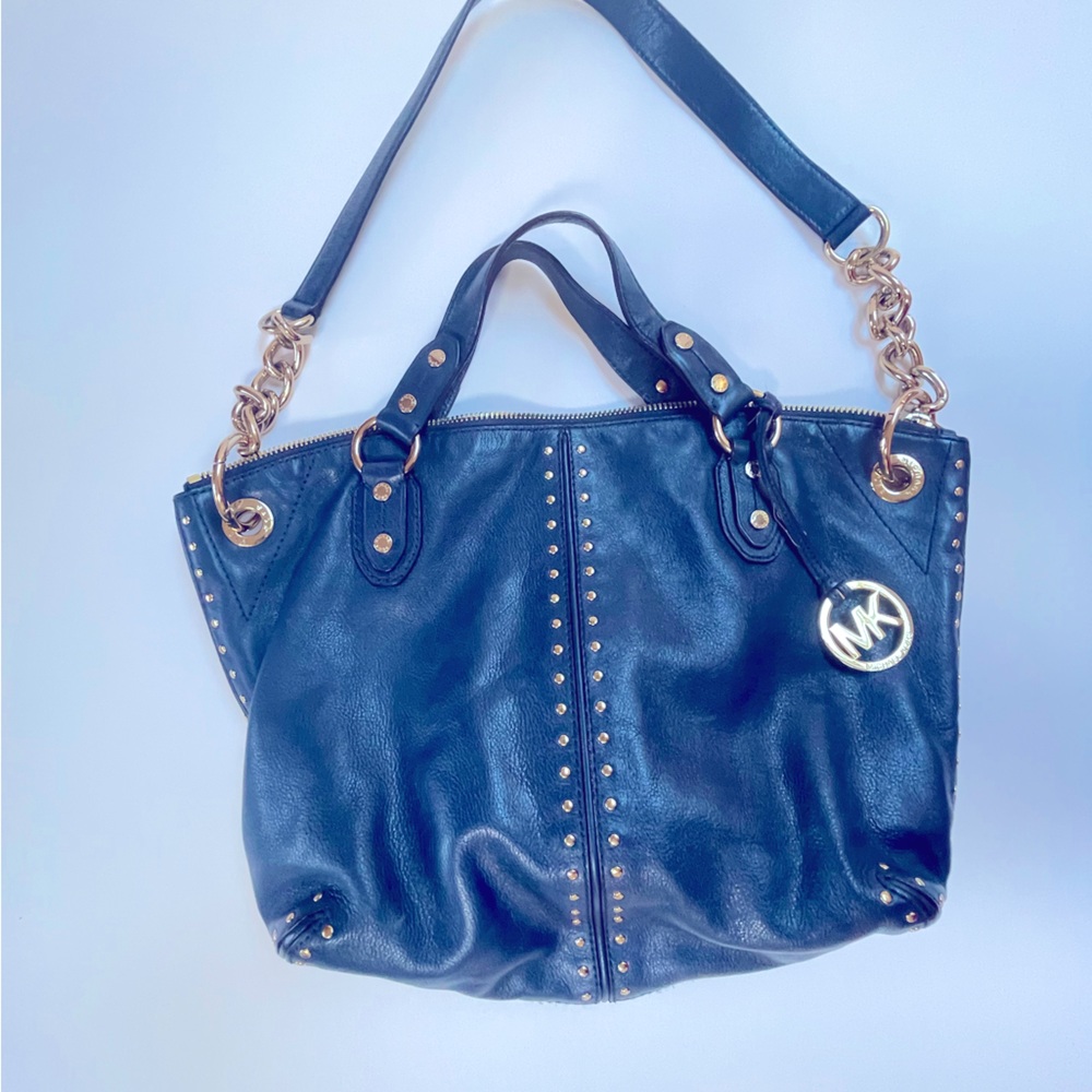 Michael Kors Blue Leather Studded Tote Bag